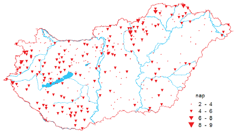 A mérsékeltövi elhelyezkedésünkbôl és domborzati viszonyainkból adódóan a nyugati területeken és a hegyvidékek körzetében alakul ki a legtöbb zivatar, de Délkelet-Magyarországon is gyakoriak a