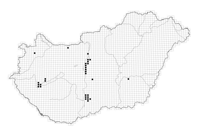 Flora Pannonica 5: 167 174 (2007) 171 1. ábra. A Lemna minuta KUNTH előfordulása Magyarországon (eredeti) Fig 1.