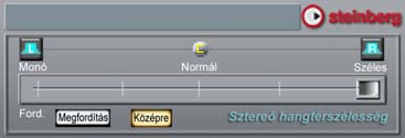 Sztereó szóródás A Studio Plus ezen effektusa lehetővé teszi a sztereó hallgatási mező virtuális szélességének növelését és csökkentését a hangklipek