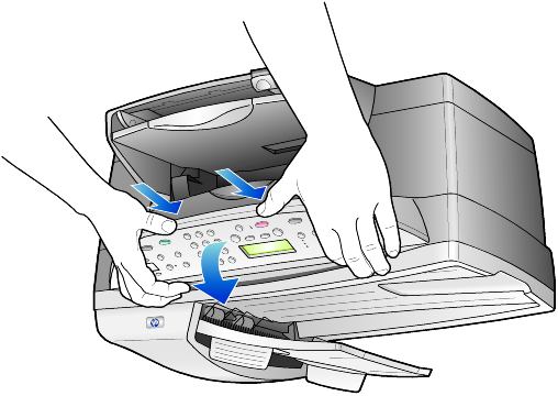 hp officejet 6100 támogatás igénybevétele 7. Távolítsa el az el oldali kezel panel fedelét a következ k szerint: a. Tegye mindkét kezét az el oldali fed lap oldalaira. b.