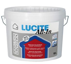 LUCITE All-In 100% tiszta akrilát bázisú, egyrétegű speciális falfesték, airless szórási felhordási technikára kifejlesztve.