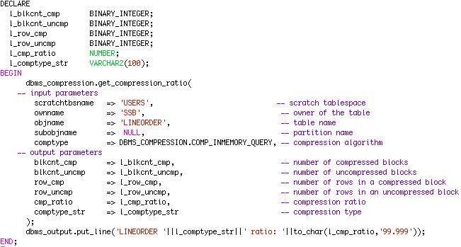 Oracle Compression Advisor And In-Memory Easy way to determine memory requirements Use