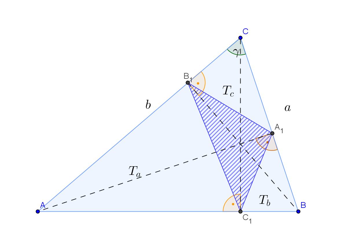 Az ABCD konvex négyszöget BD átlója két háromszögre bontja. Ezek területének összege a négyszög területe. Az ABD háromszög területe: a d sin α 3 14 sin63,5 T = = 144,08(m ).