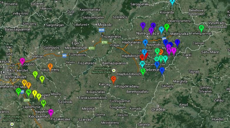 3. ábra A vizsgálati területek elhelyezkedése A területek kiválasztásánál az általunk megadott kiválasztási kritériumokra alapozva a helyi szakemberek tapasztalataihoz igazodtunk.