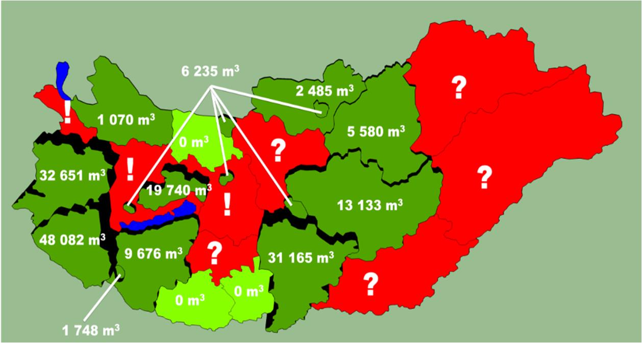 A kapott adatok kiértékelése alapján megállapítható, hogy 2008 és 2014 (február) között 171 565 m 3 faanyag került kitermelésre harveszterek által. A 3.