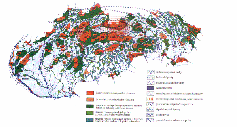 Nemzeti és európai jelentıségő területek jegyzéke (NECONET a GNÚSES) A stabil ökológiai területi