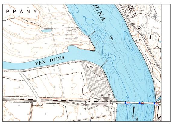 12.3.3-3. ábra: Baja 1481.5 fkm (közúti híd) - 8 számú vizsgálati szelvény helyszínrajza A 2013. évi vizsgálatok alapján készített és egyben MSZ szerint minősítő vízminőségi táblázat a 12.3.3-1.