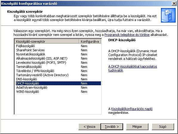 A DHCP Szerepkör