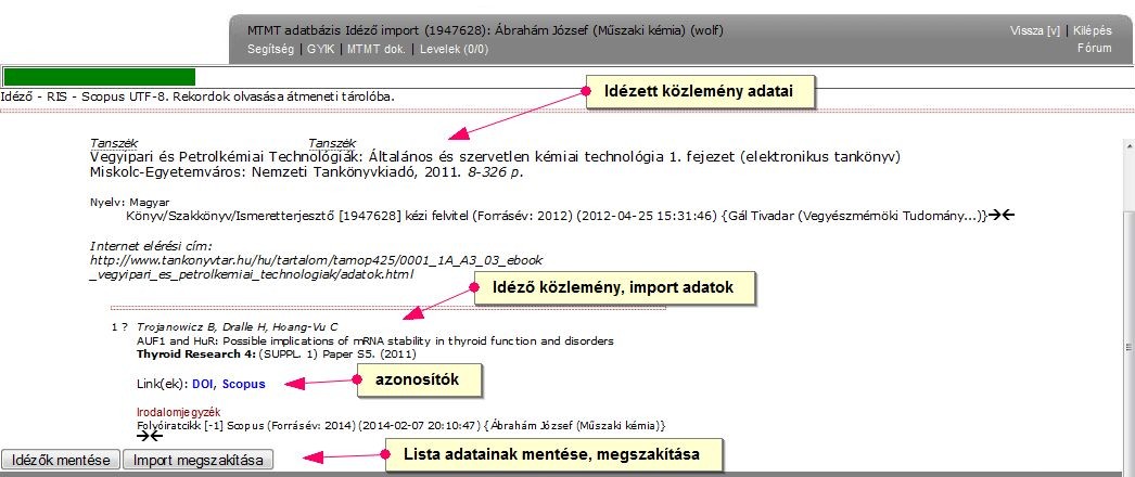 importálandó közleményeket, itt ellenőrizhetők azok adatai is. Figyelem!