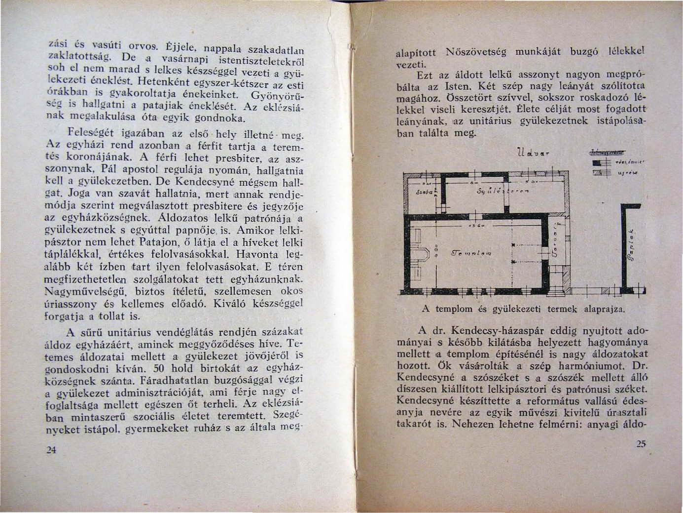 ;5 ;!~il \'~súti orvos. Ejj,cle, nappala szakadatl.tn h a ottsag. D e.a vasarnapi istentisztclctckrö! so_el ~ ~m marad s lelkes készséggel vczeti a <1yü.