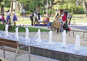 In the pedestrilocated in front and to the side of the City Library, has also been renovated, and two fountains were built on the square.