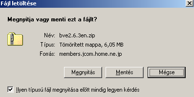 Majd megjelenik a letöltés ablak: Mentsd el valahova, ezzel a letöltés kész, csomagold ki egy ideiglenes könyvtárba valamilyen tömörítprogrammal (pl.