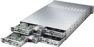 SuperMicr SuperServer Twin System (4 szervergép) 4 szerver nde 2U rack kivitel bővíthető 8 prcesszrig, 4*192 GB RAM-ig redundáns táp 4 szervernde, nde-nként: 1 vagy 2 db 4-cre/8-thread/8 MB cache Xen