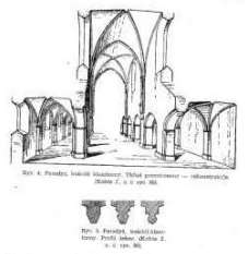 363. ábra. A templom metszete A templom felszentelésére 1397-ben került sor. A ciszterciták Mária Mennybemenetelének és Szent Mártonnak szentelték fel.