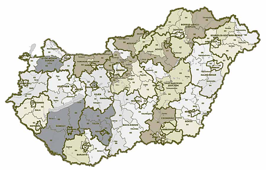 A teljes népesség számának eloszlása az országgyûlési egyéni választókerületekben (176 OEVK, 1990-2011) Forrás: Századvég, Geox Kft.