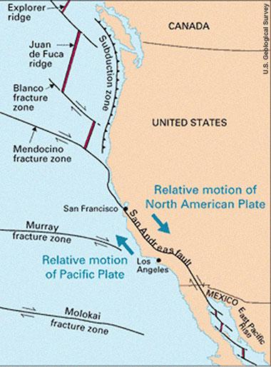 1.1. A Szent András-törésvonal San Francisco Bay Area rendkívüli magas szeizmikus aktivitása az Észak-amerikai és a Csendes-óceáni kőzetlemez találkozása mentén húzódó Szent András-törésvonal [2.