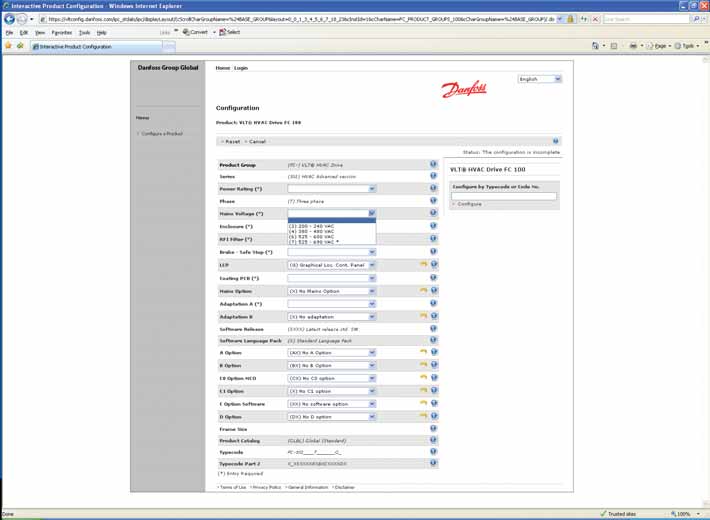 Konfigurálja a VLT frekvenciaváltót igény szerint a http://www.danfoss.