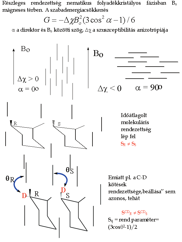 146 Magyar Kémiai Folyóirat - Előadások iránya el fog térni a két enantiomer esetében, emiatt eltérő nagyságú maradék kvadrupoláris felhasadást kapunk a két enantiomerre. 8. Ábra.