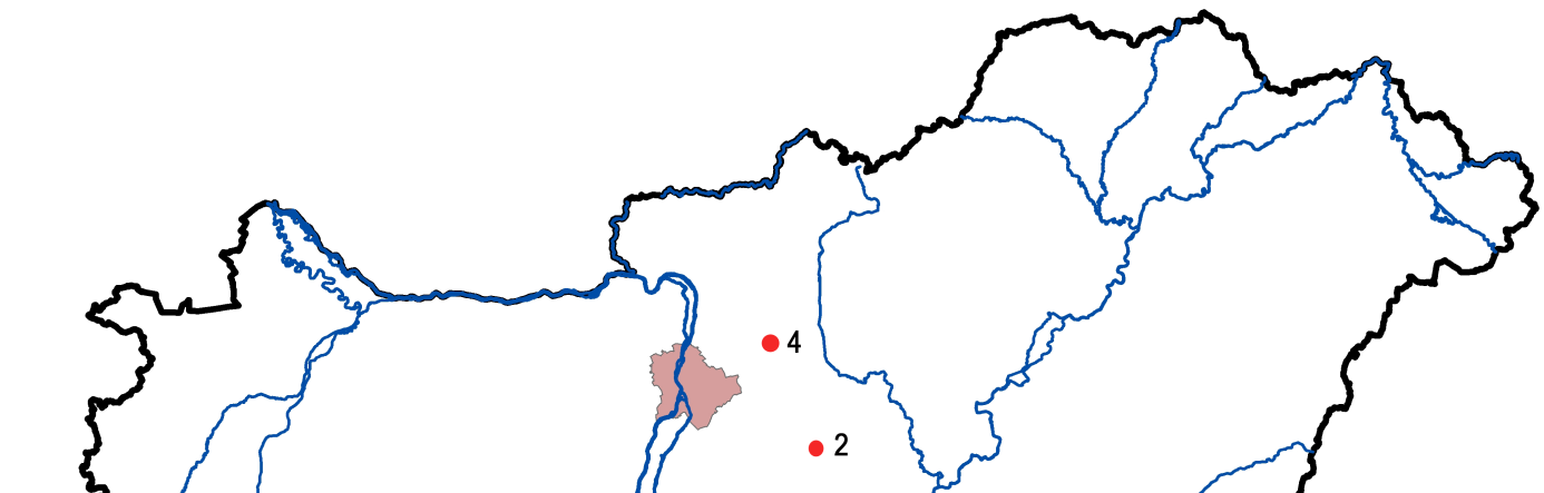 1. ábra A mintaterületek elhelyezkedése (1=Visz, 2=Ceglédbercel, 3=Szentgyörgyvár, 4=Gödöllő, 5=Gerézdpuszta) Figure 1 Location of the study sites (1=Visz, 2=Ceglédbercel, 3=Szentgyörgyvár,