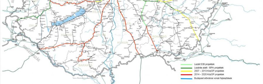 ábra A magyarországi TEN-T vasúthálózaton 2020-ig tervezett kiemelt fejlesztések A rendkívüli és vis maior esetekben a vasútüzemi korlátozás nélküli alternatív útirány kijelölésénél a tervezett és