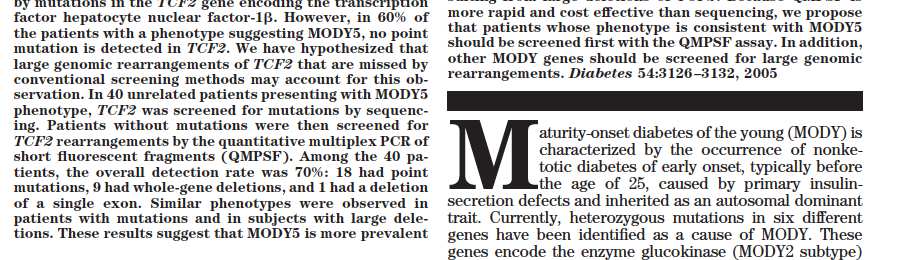 MODY5: hepatic transcription factor-2 gén (TCF2) =