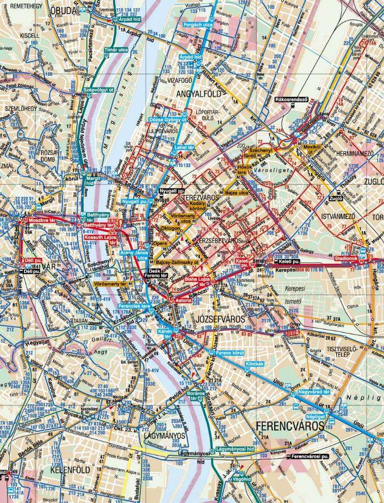 54 letve a tervezett 4-es metró) és több villamos viszonylat is. Ezeket több trolibusz és autóbusz viszonylat egészíti ki.