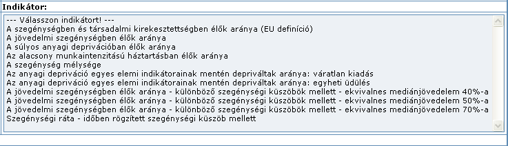 3. INDIKÁTOROKRA TÖRTÉNŐ SZŰRÉS A kívánt cél kijelölése után a képernyő jobb oldalán megjelenik a célhoz tartozó indikátorok listája: 6.