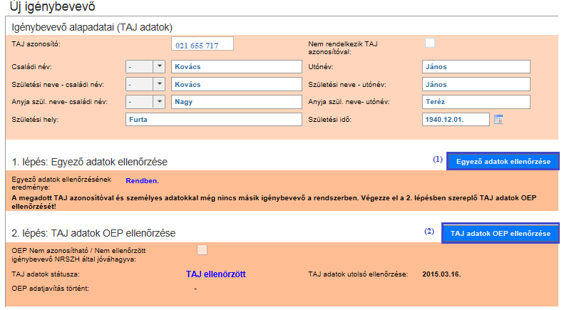 Ha a dátum adatot nem megfelelő formátumban adjuk meg, akkor a rendszer nem végzi el az adatmentést, és (5) hibaüzenettel valamint (6) a mező színezésével és üzenet kiírásával jelzi a problémát: