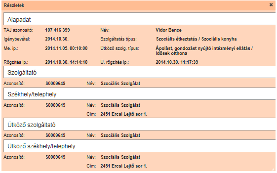 A rendszer az igénybevétel megjegyzéssel való