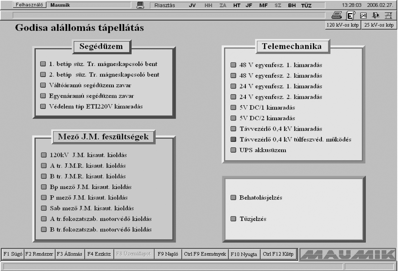 4. ábra: A tápellátó rendszer monitorképe számítógépbõl (Master), egy tartalék egységbõl (Standby), és egy kezelõ munkahelybõl áll. A kezelõ munkahelyet négy 19 -os TFT képernyõvel láttuk el.