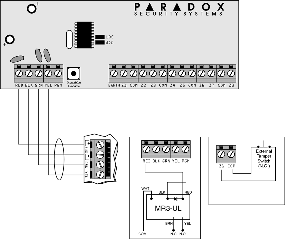 8-zónás bővítő busz modul (SPC-ZX8 és APR3-ZX8) Nem Használt Piros WDG LED: Másodpercenként villan = normál. 1 mp-ig világít, 1mp-ig nem = Hiba és/vagy kommunikációs hiba. 2. kiemelés 1.
