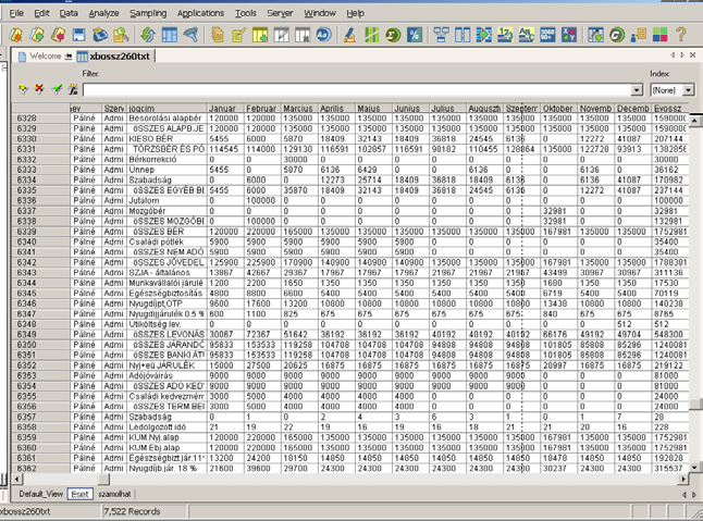 Az adatelemzéshez lista formátumnak tekintjük a dolgozónkénti fejléc adatokat is tartalmazó Excel táblázatot.