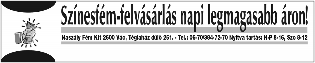 a k k u m u l á t o r t ö l t ő t.» Szerkesztőség: Vác, Csányi körút 45. Tel.: 7/316-100 Fax: 7/305-581 Olvasószolgálat: munkanapokon 9 és 15 óra között. Ára: előfizetőknek 105, árusoknál 10 forint.