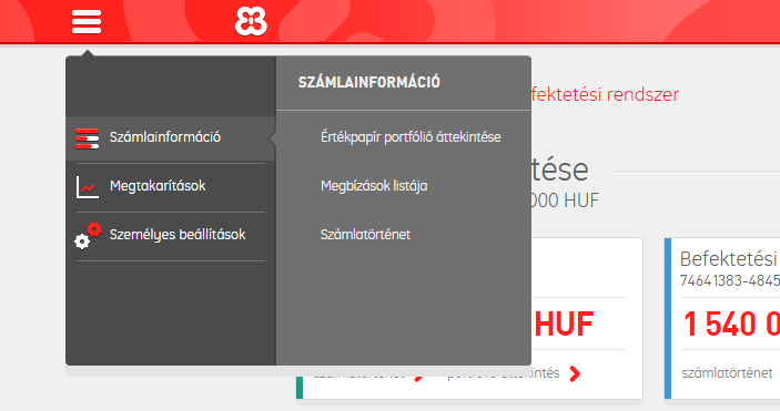 5. Milyen lehetőségeket kínál önnek a Budapest Bank Online Befektetési Rendszere? A rendszerbe történő belépést követően a menüben tekintheti meg a szolgáltatás kínálta lehetőségeket.