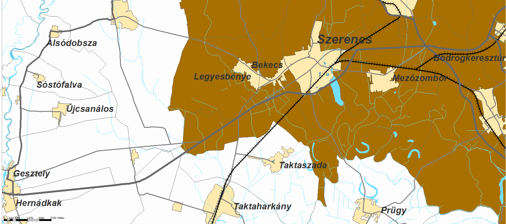 Négynyomúsítás és burkolat-megerősítés Burkolat-megerősítés 2. ábra: A világörökségi terület és a projekttel érintett útszakasz területi viszonya (forrás: http://gis.teir.