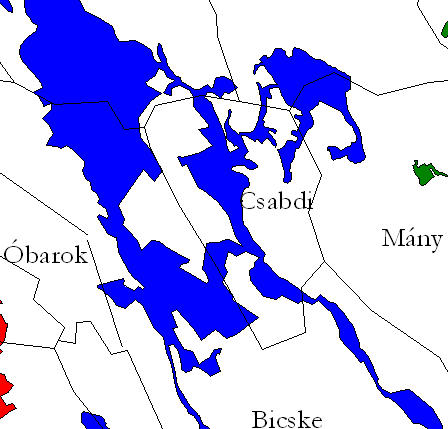 A regionális jelentőségű ökológiai folyosók (kékkel jelölve) területe: 6.
