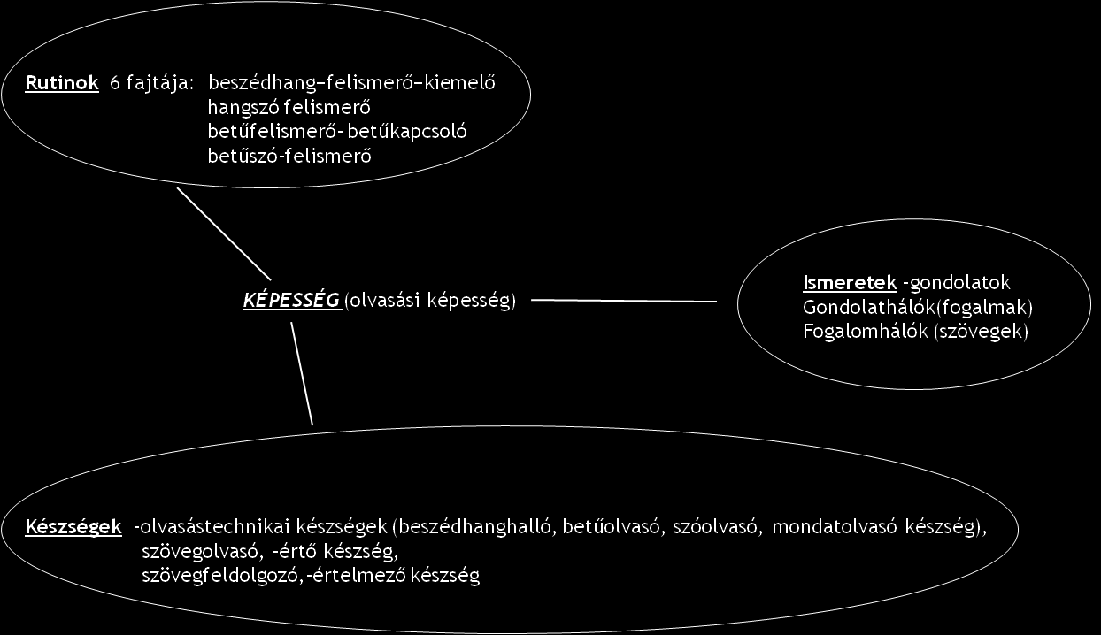 20. ábra. A képesség (olvasási képesség) pszichikus rendszere A betűző szóolvasó készség betűszavak felismerő rutinná válása önműködő folyamat.