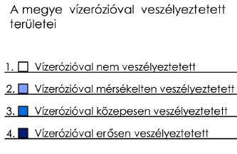 76. ábra: A megye vízerózióval veszélyeztetett területei Vízerózióval veszélyeztetett terület (Forrás: MTrT Melléklet szerint) 77.