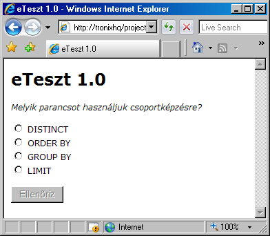 ?> A HTML tagokat valamint PHP kódot lezáró rész. </body> </html> No ezzel sikerült átnéznünk mi miért történik a programban és mi hogyan működik, minek mi a szerepe. 5.1.