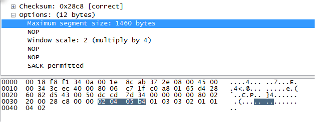 A TCP/IP PROTOKOLL MŰKÖDÉSE 5.2.2.6 PÉLDÁK Nézzük meg, hogyan is néznek ki a TCP opciók a valóságban. 5.34.