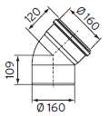 Könyök 87 Ø 160 mm 0020095552 Ív 45 Ø 160 mm 0020095556 Ív 30 Ø 160 mm 0020095558 Ív 15 Ø 160