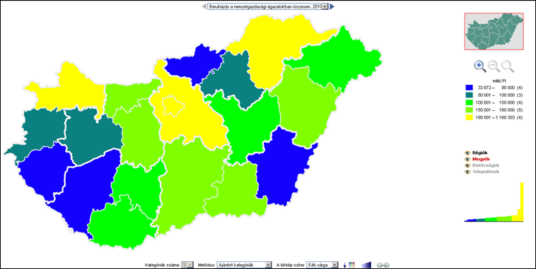 27 28. ábra Beruházás a nemzetgazdasági ágazatokban összesen, 2010 Forrás: http://www.ksh.hu/interaktiv/terkepek/mo/beruh.