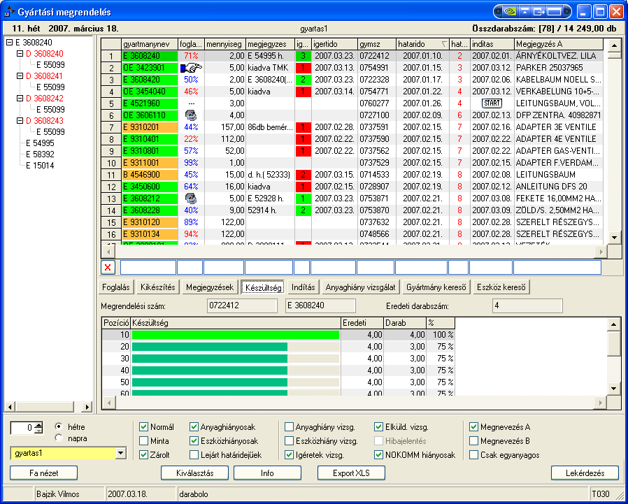 10/14 oldal OPS - Optimized Productivity System Nr:11082901 Képernyőképek működési példák A főmenüből indíthatók a különböző feladatkörökhöz tartozó programpontok.