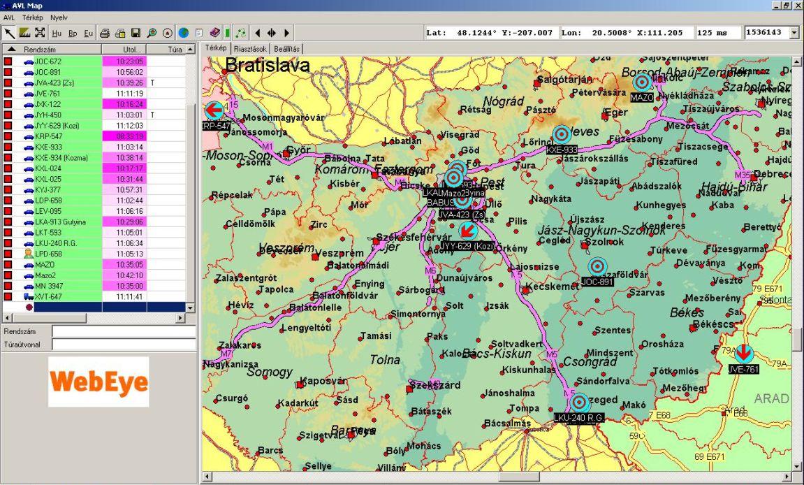 Szoftver Real Time Real Time felület elérése a WebEye szerveren keresztül, itt lehet