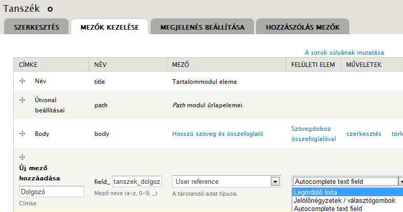 16.2. References modul 337. oldal 16.2.1. Mező létrehozása Példaként nézzük meg a felhasználó alapú megoldást. Kapcsoljuk be a User Reference modult.