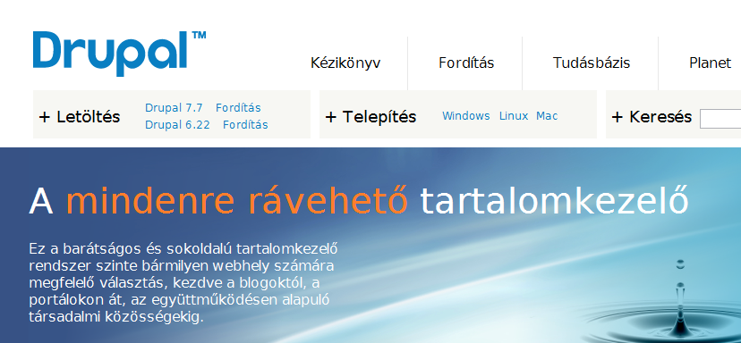 80. oldal 3. A fejlesztői környezet kialakítása 3.3. Letöltés A http://drupal.hu oldalról le kell töltenünk a Drupal 7-es alap és fordítási csomag legfrissebb verzióit (3.8. ábra).