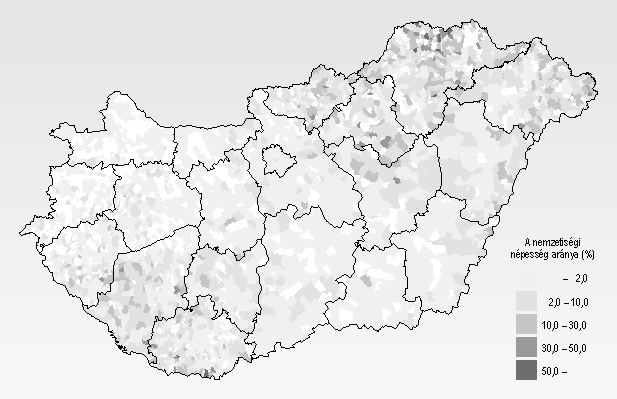 3. számú ábra A cigány népesség területi elhelyezkedése Magyarországon Forrás: KSH, a 2001. évi Népszámlálás adatai 3.1 Ki a cigány?