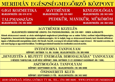 20 Gödöllői Szolgálat 2006. szeptember 21. Petőfi Sándor: Ősz elején GONDOLAT KÖRMÖL VÍZI ÁLLAT KISÉRLETEM MÉT ER HÓNAP RÖV.