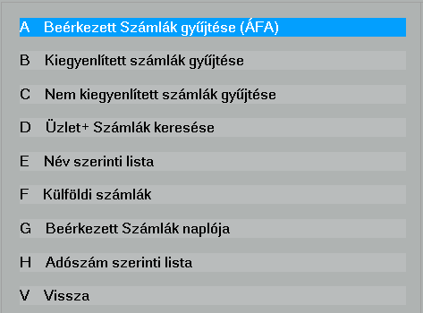 A beérkező, illetve a kiadott számlák esetében is az L billentyű lenyomásával az az adat likvidálható, amelyen a kurzor áll. 2.3.