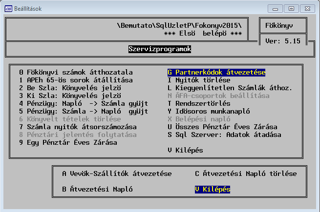 15.6.1. Partnerkódok átvezetése (G) Ebben a menüpontban lehet a Vevők, ill. Szállítók kódját megváltoztatni, ezt a változtatást a program mindenütt automatikusan végrehajtja 15.6.2.